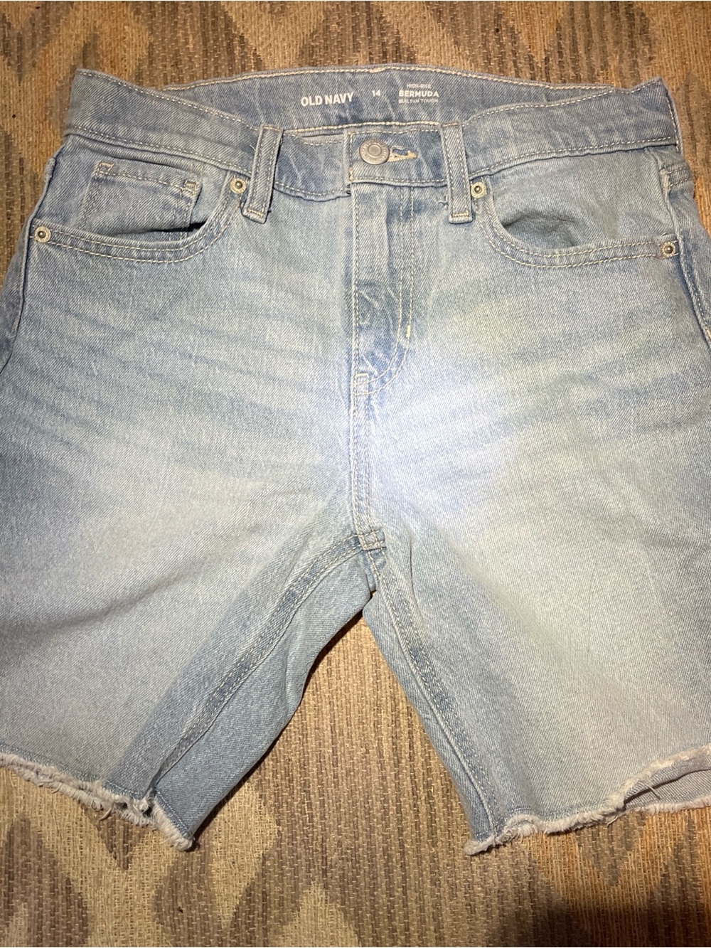 Old Navy Light Blue High-Rise Denim Bermuda Shorts